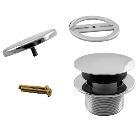 Westbrass Coarse Thread Tip-Toe Bathtub Drain with No-Hole Overflow Cover, Polished Chrome D398RK-26